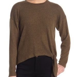 Lush Side Tie Hacci Knit Brown Sweater